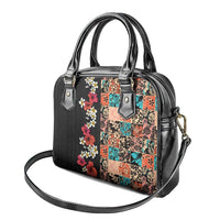 Hawaiian Hibiscus and Tropical Leaves Shoulder Handbag Patchwork Grunge Abstract Vintage Style LT03 - Polynesian Pride