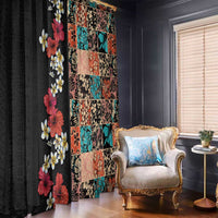 Hawaiian Hibiscus and Tropical Leaves Window Curtain Patchwork Grunge Abstract Vintage Style LT03 - Polynesian Pride