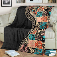 Hawaiian Hibiscus and Tropical Leaves Blanket Patchwork Grunge Abstract and Tapa Tribal Pattern Half Style LT03 - Polynesian Pride