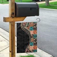 Hawaiian Hibiscus and Tropical Leaves Garden Flag Patchwork Grunge Abstract and Tapa Tribal Pattern Half Style LT03 - Polynesian Pride