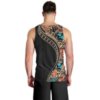 Hawaiian Hibiscus and Tropical Leaves Men Tank Top Patchwork Grunge Abstract and Tapa Tribal Pattern Half Style LT03 - Polynesian Pride