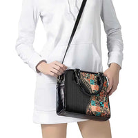 Hawaiian Hibiscus and Tropical Leaves Shoulder Handbag Patchwork Grunge Abstract and Tapa Tribal Pattern Half Style LT03 - Polynesian Pride