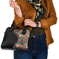 Hawaiian Hibiscus and Tropical Leaves Shoulder Handbag Patchwork Grunge Abstract and Tapa Tribal Pattern Half Style LT03 - Polynesian Pride