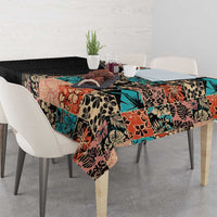 Hawaiian Hibiscus and Tropical Leaves Tablecloth Patchwork Grunge Abstract and Tapa Tribal Pattern Half Style LT03 - Polynesian Pride