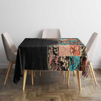 Hawaiian Hibiscus and Tropical Leaves Tablecloth Patchwork Grunge Abstract and Tapa Tribal Pattern Half Style LT03 - Polynesian Pride