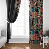 Hawaiian Hibiscus and Tropical Leaves Window Curtain Patchwork Grunge Abstract and Tapa Tribal Pattern Half Style LT03 - Polynesian Pride