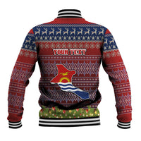 Personalised Kiribati Christmas Baseball Jacket Coat of Arms and Map Beautiful Merry Xmas Snowflake LT03 - Polynesian Pride