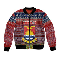 Personalised Kiribati Christmas Bomber Jacket Coat of Arms and Map Beautiful Merry Xmas Snowflake LT03 Unisex Red - Polynesian Pride