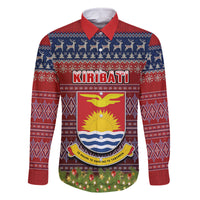 personalised-kiribati-christmas-family-matching-off-shoulder-short-dress-and-hawaiian-shirt-coat-of-arms-and-map-beautiful-merry-xmas-snowflake