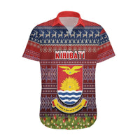 Personalised Kiribati Christmas Hawaiian Shirt Coat of Arms and Map Beautiful Merry Xmas Snowflake LT03 Red - Polynesian Pride