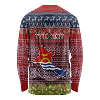 Personalised Kiribati Christmas Long Sleeve Shirt Coat of Arms and Map Beautiful Merry Xmas Snowflake LT03 - Polynesian Pride