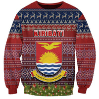 Personalised Kiribati Christmas Sweatshirt Coat of Arms and Map Beautiful Merry Xmas Snowflake LT03 Unisex Red - Polynesian Pride
