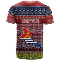 Personalised Kiribati Christmas T Shirt Coat of Arms and Map Beautiful Merry Xmas Snowflake LT03 - Polynesian Pride