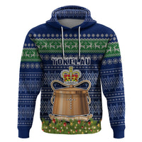 Tokelau Christmas Hoodie Coat of Arms and Map Beautiful Merry Xmas Snowflake LT03 Blue - Polynesian Pride