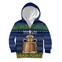 Personalised Tokelau Christmas Kid Hoodie Coat of Arms and Map Beautiful Merry Xmas Snowflake LT03 Zip Hoodie Blue - Polynesian Pride