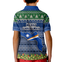 Marshall Islands Christmas Kid Polo Shirt Coat of Arms and Map Beautiful Merry Xmas Snowflake LT03 - Polynesian Pride