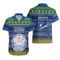 Personalised Marshall Islands Christmas Hawaiian Shirt Coat of Arms and Map Beautiful Merry Xmas Snowflake LT03 - Polynesian Pride