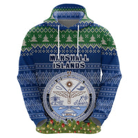 Personalised Marshall Islands Christmas Hoodie Coat of Arms and Map Beautiful Merry Xmas Snowflake LT03 - Polynesian Pride