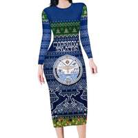 personalised-marshall-islands-christmas-long-sleeve-bodycon-dress-coat-of-arms-and-map-beautiful-merry-xmas-snowflake
