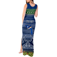 Personalised Marshall Islands Christmas Tank Maxi Dress Coat of Arms and Map Beautiful Merry Xmas Snowflake LT03 - Polynesian Pride