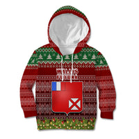 Wallis and Futuna Christmas Kid Hoodie Coat of Arms and Map Beautiful Merry Xmas Snowflake LT03 Hoodie Red - Polynesian Pride