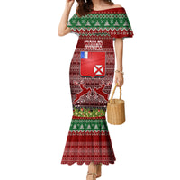 Personalised Wallis and Futuna Christmas Mermaid Dress Coat of Arms and Map Beautiful Merry Xmas Snowflake LT03 Women Red - Polynesian Pride