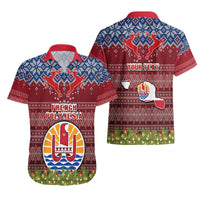 Personalised French Polynesia Christmas Hawaiian Shirt Coat of Arms and Map Beautiful Merry Xmas Snowflake LT03 - Polynesian Pride