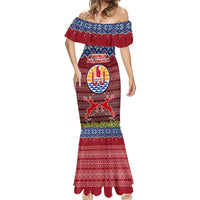 Personalised French Polynesia Christmas Mermaid Dress Coat of Arms and Map Beautiful Merry Xmas Snowflake LT03 - Polynesian Pride