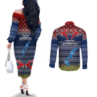 northern-mariana-islands-christmas-couples-matching-off-the-shoulder-long-sleeve-dress-and-long-sleeve-button-shirts-coat-of-arms-and-map-beautiful-merry-xmas-snowflake