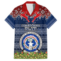 personalised-northern-mariana-islands-christmas-family-matching-short-sleeve-bodycon-dress-and-hawaiian-shirt-coat-of-arms-and-map-beautiful-merry-xmas-snowflake