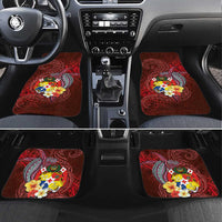 Tonga Humpback Whale Car Mats National Seal with Hibiscus and Polynesian Tattoo LT03 Set 4pcs Red - Polynesian Pride