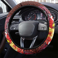 Tonga Humpback Whale Steering Wheel Cover National Seal with Hibiscus and Polynesian Tattoo LT03 - Polynesian Pride