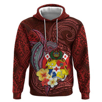 Tonga Humpback Whale Zip Hoodie National Seal with Hibiscus and Polynesian Tattoo