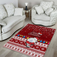 Palau Christmas Area Rug Snowman and Palau Coat of Arms Maori Tribal Xmas Style LT03 - Polynesian Pride