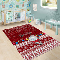Personalised Palau Christmas Area Rug Snowman and Palau Coat of Arms Maori Tribal Xmas Style LT03 - Polynesian Pride