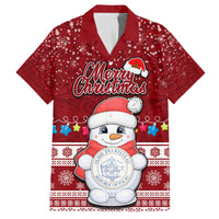 Personalised Palau Christmas Family Matching Tank Maxi Dress and Hawaiian Shirt Snowman and Palau Coat of Arms Maori Tribal Xmas Style LT03 Dad's Shirt - Short Sleeve Red - Polynesian Pride