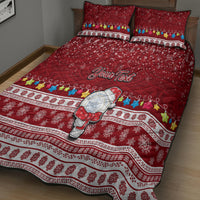 Personalised Palau Christmas Quilt Bed Set Snowman and Palau Coat of Arms Maori Tribal Xmas Style LT03 - Polynesian Pride