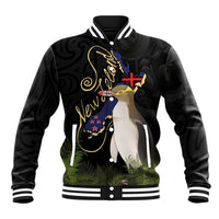 New Zealand Hoiho Baseball Jacket Maori Art Tattoo and Silver Fern LT03 Unisex Black - Polynesian Pride