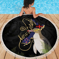 New Zealand Hoiho Beach Blanket Maori Art Tattoo and Silver Fern LT03 - Polynesian Pride