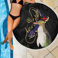 New Zealand Hoiho Beach Blanket Maori Art Tattoo and Silver Fern LT03 - Polynesian Pride