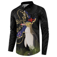 New Zealand Hoiho Button Sweatshirt Maori Art Tattoo and Silver Fern LT03 - Polynesian Pride