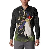 New Zealand Hoiho Button Sweatshirt Maori Art Tattoo and Silver Fern LT03 - Polynesian Pride