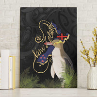 New Zealand Hoiho Canvas Wall Art Maori Art Tattoo and Silver Fern LT03 Without Frame Black - Polynesian Pride