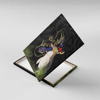 New Zealand Hoiho Canvas Wall Art Maori Art Tattoo and Silver Fern LT03 With Frame Black - Polynesian Pride