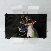New Zealand Hoiho Tablecloth Maori Art Tattoo and Silver Fern LT03 Black - Polynesian Pride