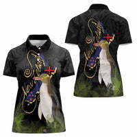 New Zealand Hoiho Women Polo Shirt Maori Art Tattoo and Silver Fern