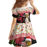 New Zealand Merry Christmas Kid Short Sleeve Dress Hoiho Xmas - Haka Dance and Pohutukawa