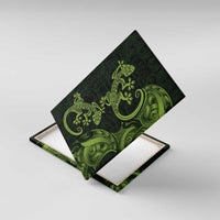 New Zealand Gecko Maori Art Tattoo Canvas Wall Art LT03 With Frame Green - Polynesian Pride