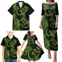 New Zealand Gecko Maori Art Tattoo Family Matching Puletasi and Hawaiian Shirt