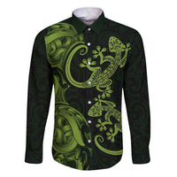 New Zealand Gecko Maori Art Tattoo Family Matching Short Sleeve Bodycon Dress and Hawaiian Shirt